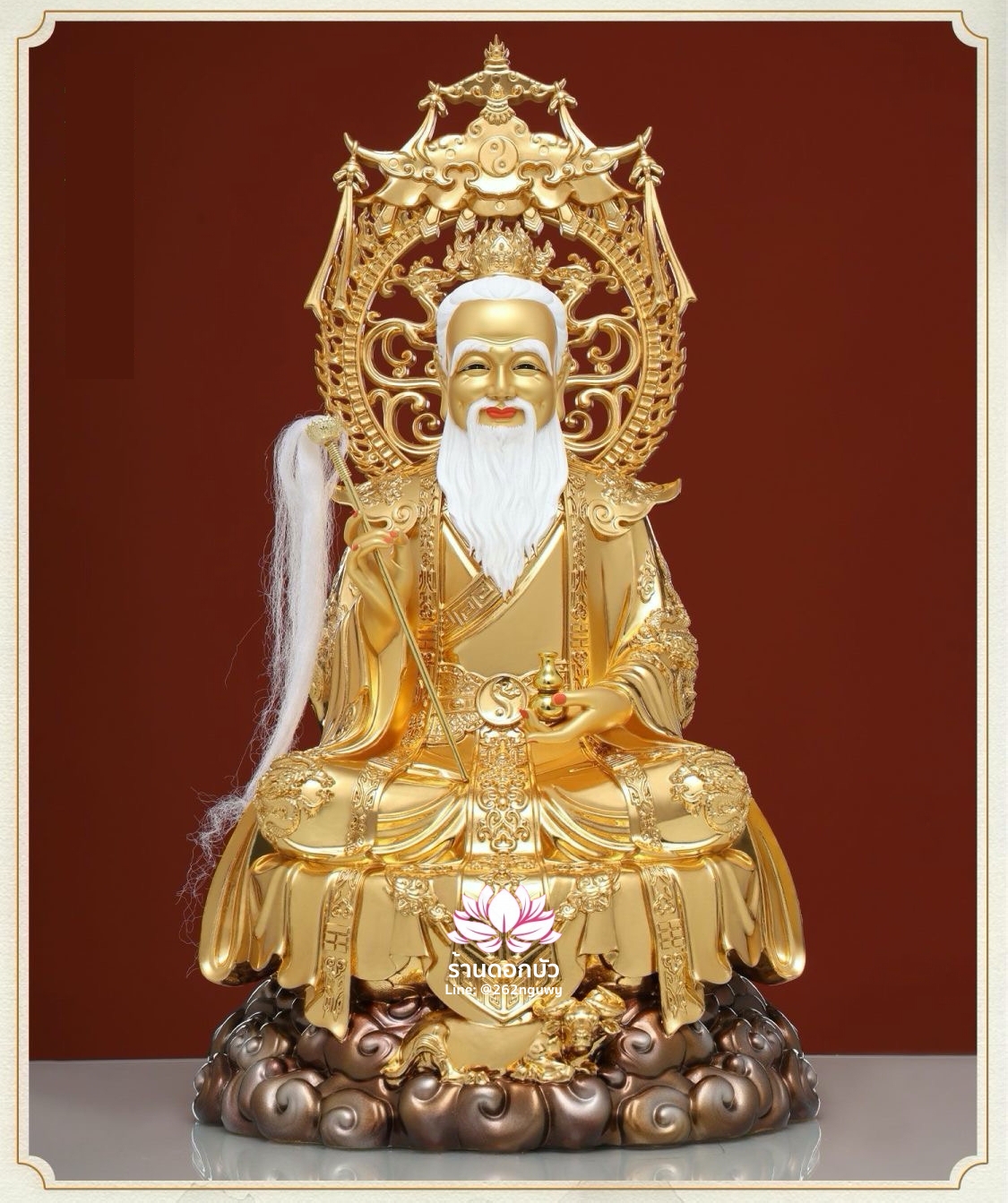 ซำเช้งเต๋าจ้อ โตเต็กเทียนจุน หรือไท่ส่องโล้กุ๊น หง่วนซี่เทียนจุน เล็งโป้เทียนจุน สีทอง งานเรซิ่น ขนาด 12/16/19/26 นิ้ว