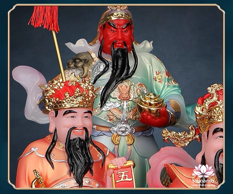 เทพเจ้าไฉ่ชิงเอี๊ย 5 ทิศ อู่ลู่ไฉเสิน อู่ลู่เสิน เทพเจ้าแห่งโชคลาภทั้งห้า งานผงหยกสังเคราะห์ ขนาด 16 นิ้ว