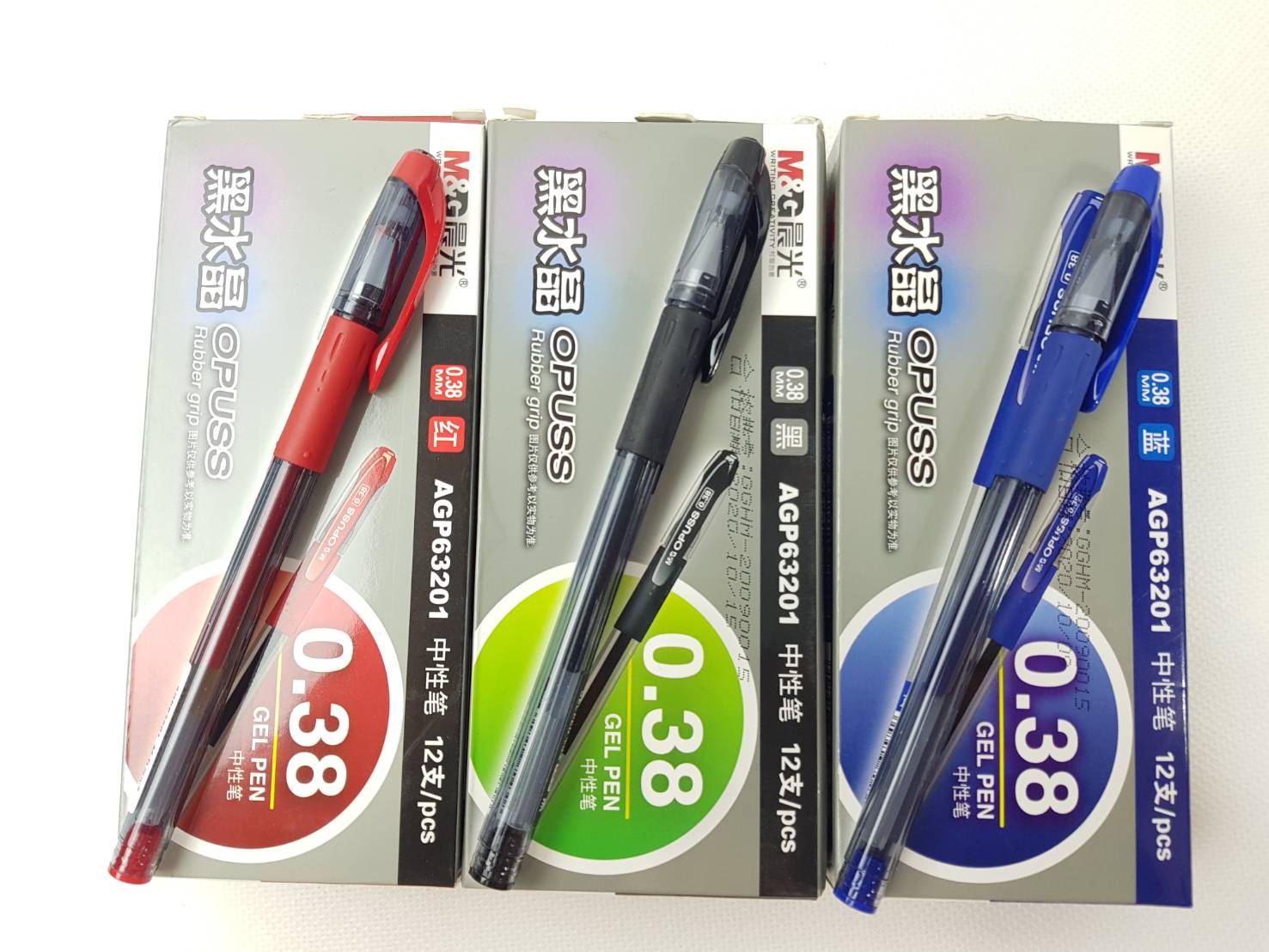 Small Evting ปากกาOpuss Gel Pen 0.38 มม. 12ด้าม/กล่อง มีสีน้ำเงิน ดำ แดง ปากกาเจล ปากกาลูกลื่น ปากกาOpuss Gel Pen