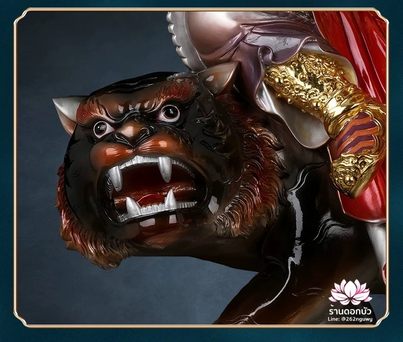 บู๊ไฉ่ซิงเอี๊ย ไฉ่ซิงเอี๊ยปางบู๊ จ้าวกงหมิง ปางประทับนั่งเสือ งานเรซิ่น ขนาด 12/16/19/26 นิ้ว