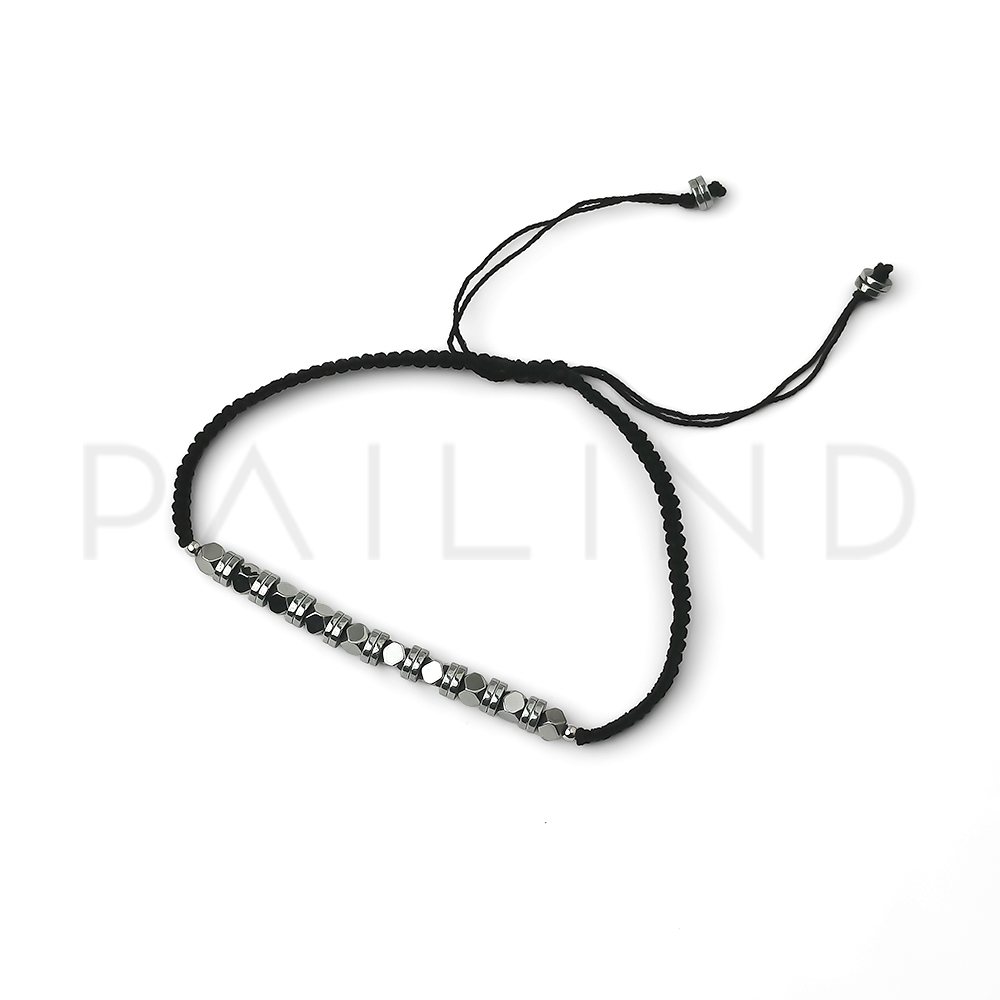 สร้อยข้อมือเชือกถักแฟชั่น พลอย HEMATITE