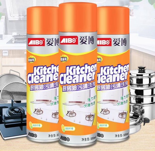 AIBO KitChen Cleaner สเปรย์โฟม ทำความสะอาดครัว อเนกประสงค์ขจัดคราบน้ำมัน คราบสกปรก ขัดพื้น หน้าเตาแก๊ส ดีเยี่ยมขจัดคราบไขมันต่างๆที่ฝังแน่นตามซอกมุม ขจัดคราบฝังแน่น ในไมโครเวฟ ผนังของห้องครัว ที่เตาแก๊ส หอม สดชื่น