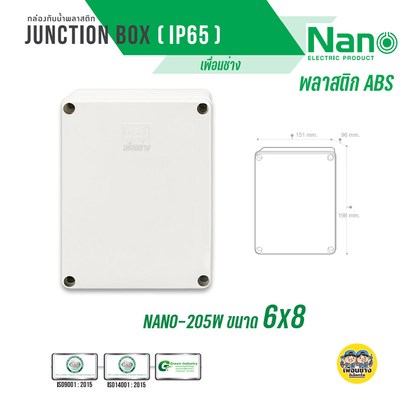 กล่องกันน้ำ บ็อกกันน้ำ Nano สีขาว ขนาด 4x4, 6x6, 6x8, 8x8, 8x12 บ๊อกกันน้ำ บ็อกพัก บ๊อกพัก กล่องกันน้ำ Junction box