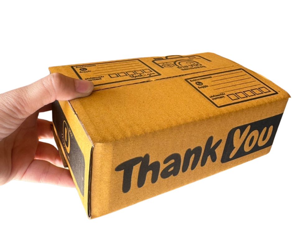 ✨ ขายดี! กล่องไปรษณีย์เบอร์ 0 (11x17x6 cm) ลาย Thank You เกรดพรีเมียม ✨📦