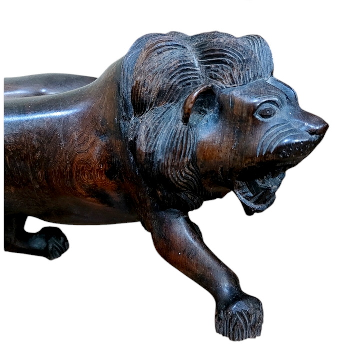 สิงโตคู่ ไม้แกะ งานเก่า-BPT260-