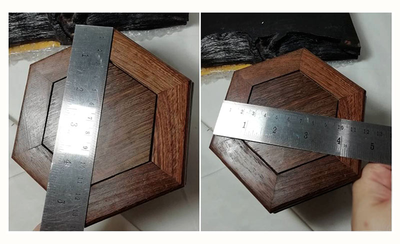 ฐานหรือกี๋ไม้ศิลปะจีน-หกเหลี่ยม 12cm