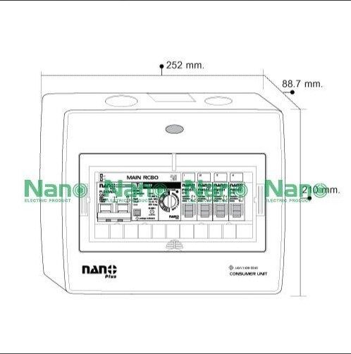 ADJ-08 ตู้คอนซูมเมอร์ NANO Plus 4 ช่อง กันดูด RCBO แบบปรับ mA ได้ ตู้ควบคุมไฟ คอนซูมเมอร์ ตู้กันดูด ตู้ควบคุมไฟ ตู้ไฟ เมนกันดูด