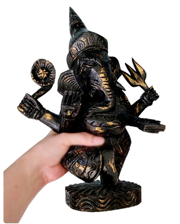 พิฆเนศไม้สัก ทำสี สูง 30cm