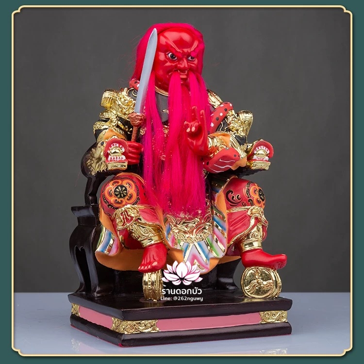 หวดจูเซ่งกุ๊น 3 พี่น้อง ฮวบจู่กง หรือ เตียวกงเสงกุ้น เชี่ยวกงเสงกุน (เขียว) และอั่งกงเสงกุ้น (แดง) ขนาด 12 นิ้ว