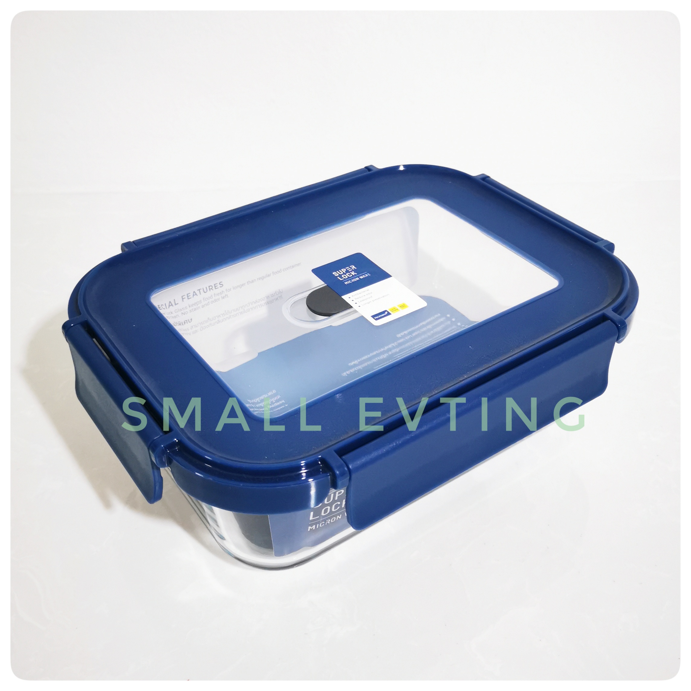 Small Evting กล่อง"แก้ว"ถนอมอาหาร Super Lock แท้ 100 % รุ่น 6213 ความจุ 1050 มล ฝามีรูระบายอากาศ เข้าเตาอบ ไมโครเวฟ ได้
