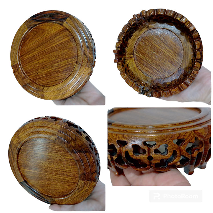 กี๋หรือฐานไม้สไตล์จีน-ลายเมฆ หน้าท๊อป 12cm