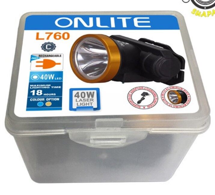 ONLITE ไฟฉายคาดหัว ไฟส่องกบ 50W กันน้ำ ชาร์จได้ แบต LI-ON รุ่น L7665 ไฟฉาย ไฟคาดหัว(แสงขาว)