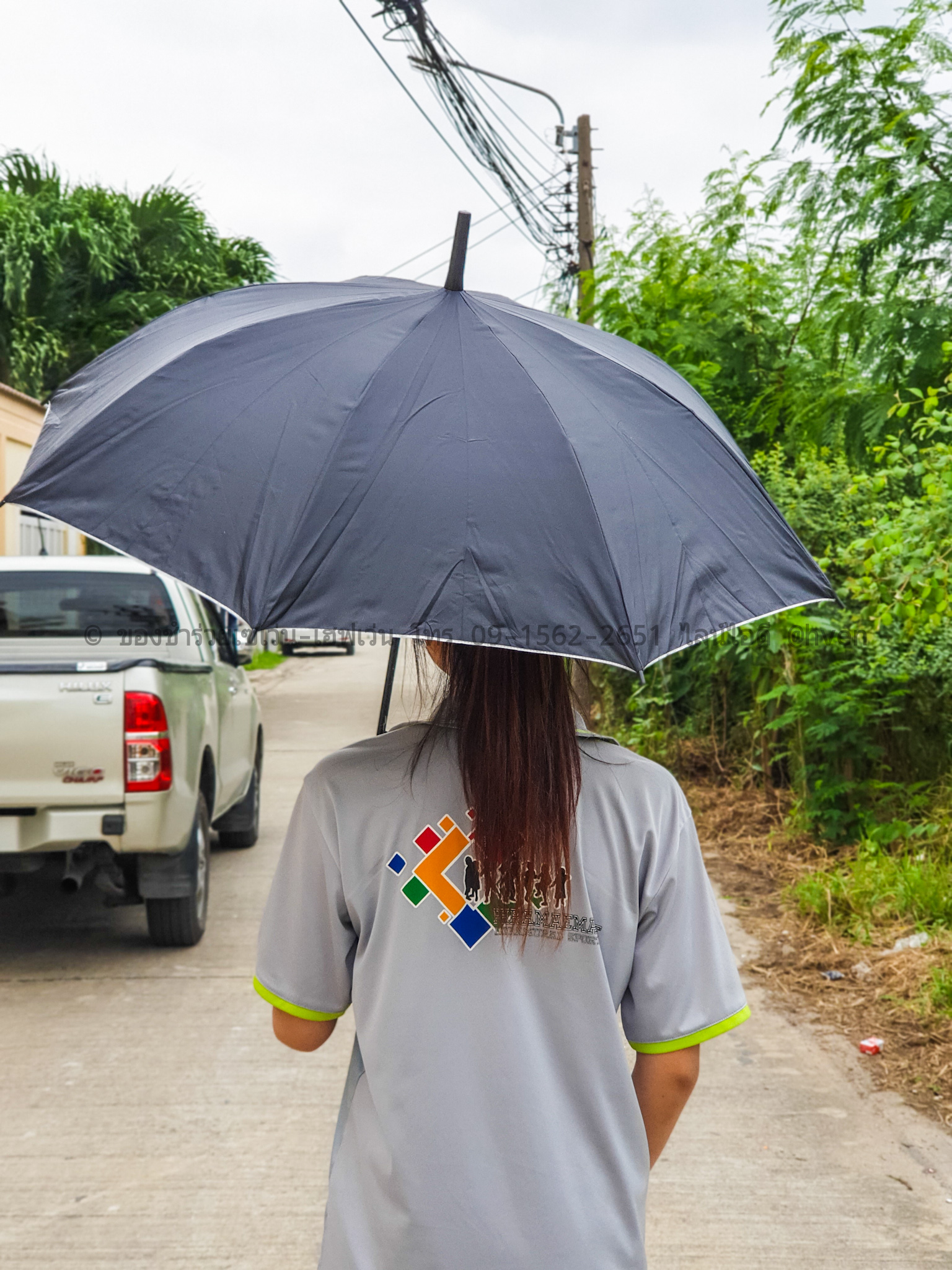 ของชำร่วยงานศพ ร่มสีดำตอนเดียว 22 นิ้ว UV