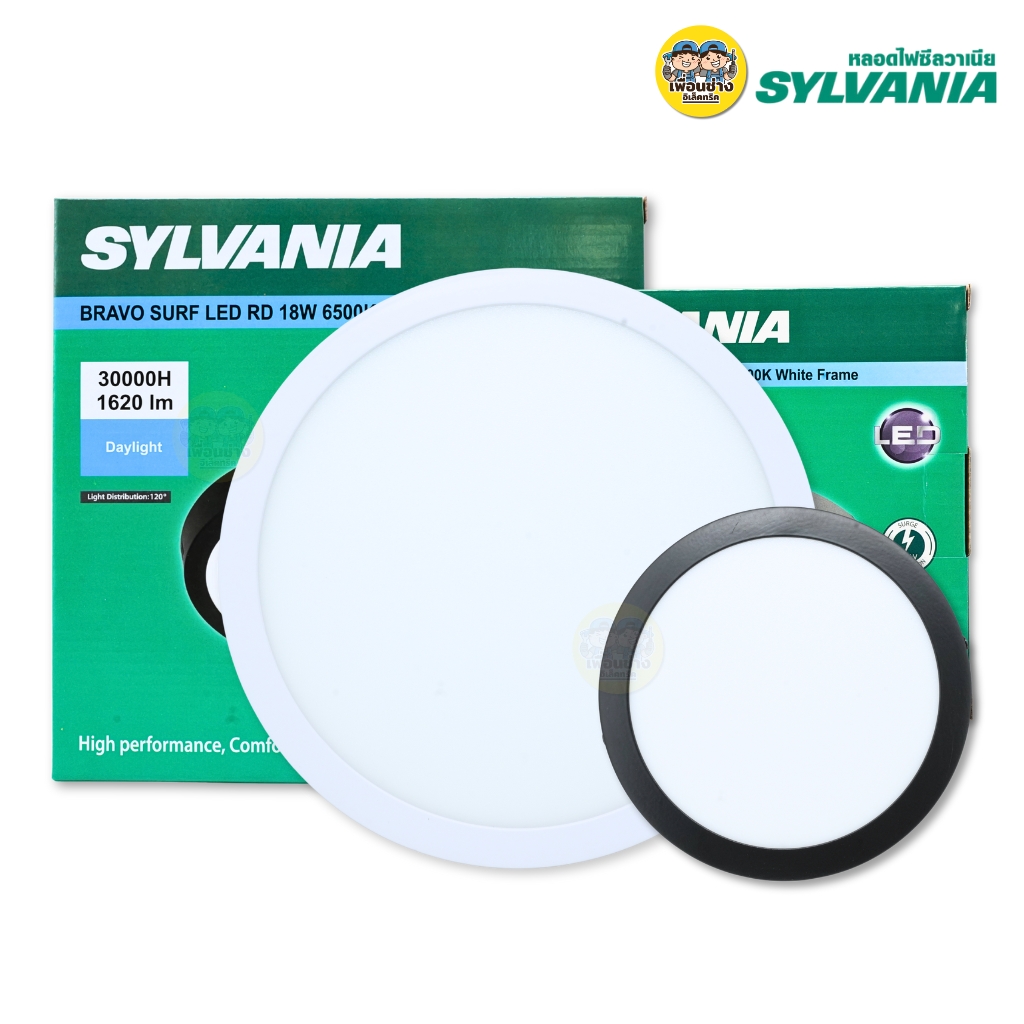 SYLVANIA ดาวน์ไลท์ติดลอย รุ่น BRAVO SURF LED 12W 18W แสงขาว แสงวอร์ม ขอบขาว ขอบดำ โคมไฟทรงกลม ฝังฝ้า