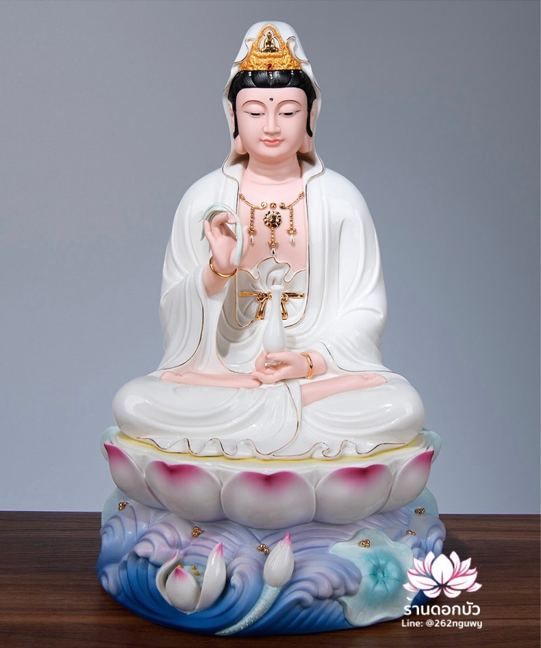 พระพุทธเจ้า (พระยูไล) พระโพธิสัตว์กวนอิม (กวนอิมผ่อสัก) พระกษิติครรภโพธิสัตว์ (ตี่จั่งอ๊วงผ่อสัก) และพระศรีอริยเมตไตรย (หมีเล่อฝอ) ขนาด 12/16/19 นิ้ว