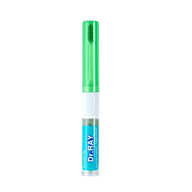 D82 แปรงสีฟัน Dr.Ray Portable integrated (แบบพกพา 2in1) ( สีเขียว )