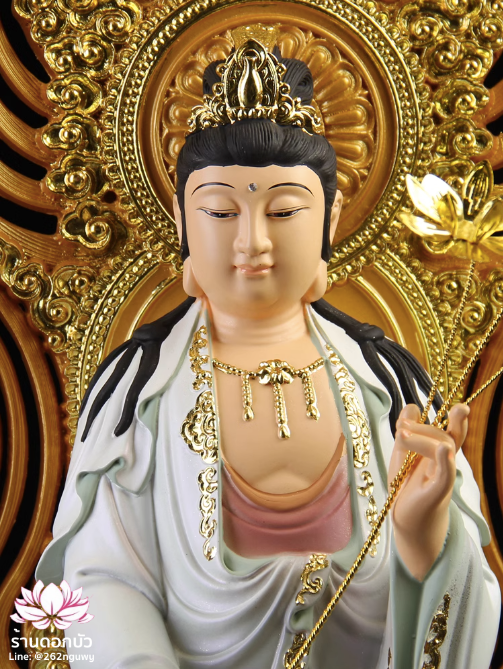 พระพุทธเจ้า (พระยูไล) พระโพธิสัตว์กวนอิม (กวนอิมผ่อสัก) พระมหาสถามปราปต์โพธิสัตว์ (ไต่ซีจี่ผ่อสัก) ปางยืนบนดอกบัว ขนาด 12/16/19/26/36 นิ้ว