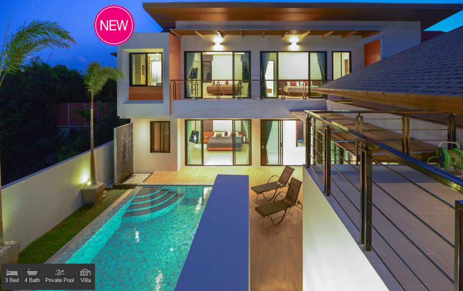 For Rent : Nai Harn, New Pool Villa 2 story, 3 bedrooms 3 bathrooms.