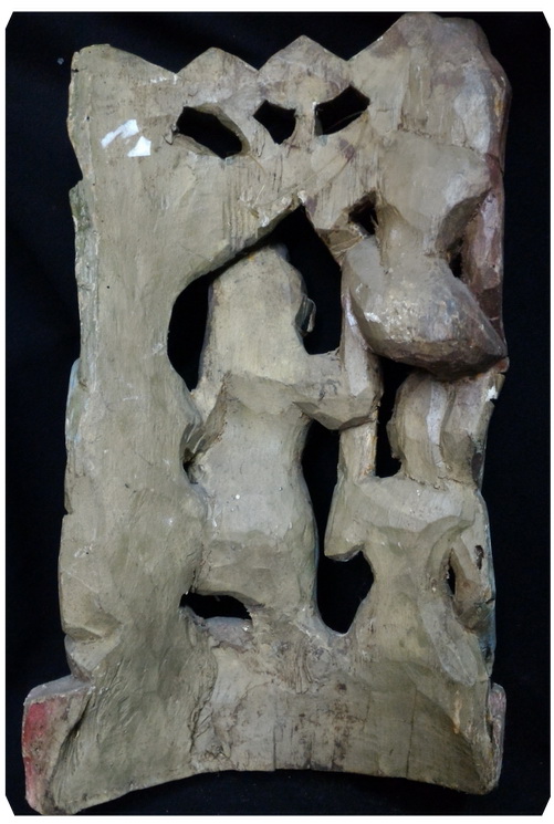 ไม้แกะสลักเก่า ศิลปะพม่า สูง 34cm