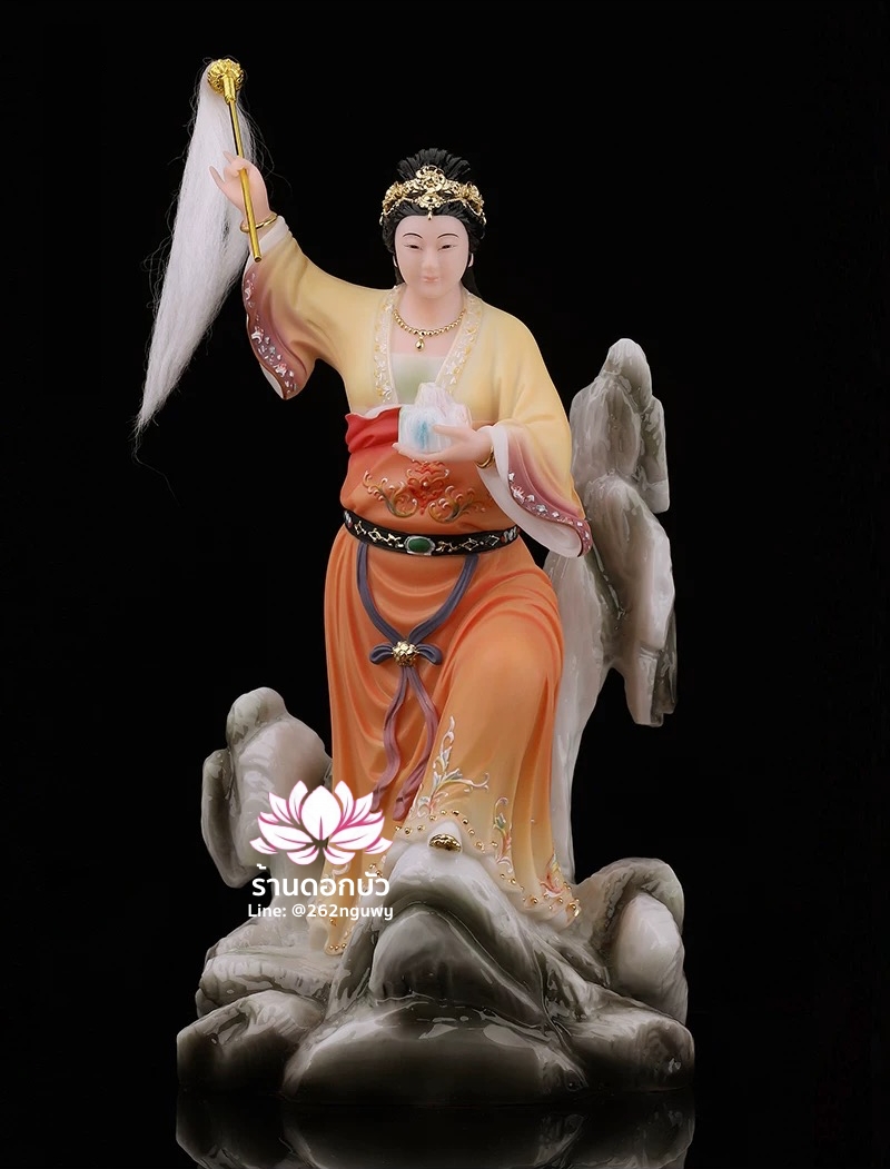 พระแม่หนี่วา เจ้าแม่หนี่วา เทพมารดาแห่งชาวจีน ปางยืนบัลลังก์ งานหินอ่อนคุณภาพสูง ขนาด 12/16/19 นิ้ว