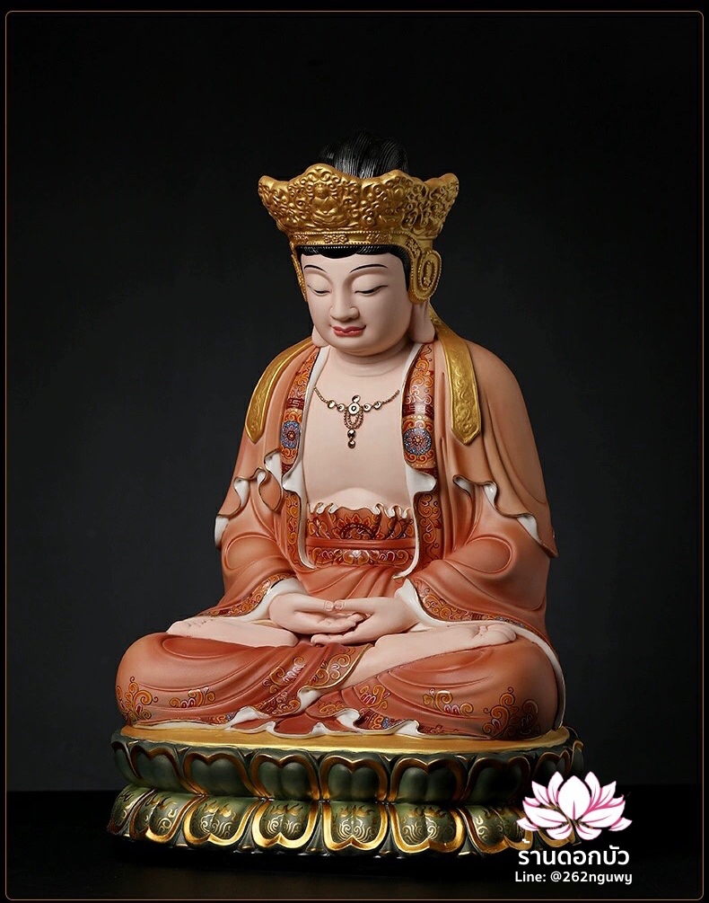 พีลูกวนอิม พระโพธิสัตว์กวนอิมปางสำเร็จธรรม งานช่างฝีมือระดับอาจารย์ วาดลวดลายปิดทอง ขนาด 18 นิ้ว