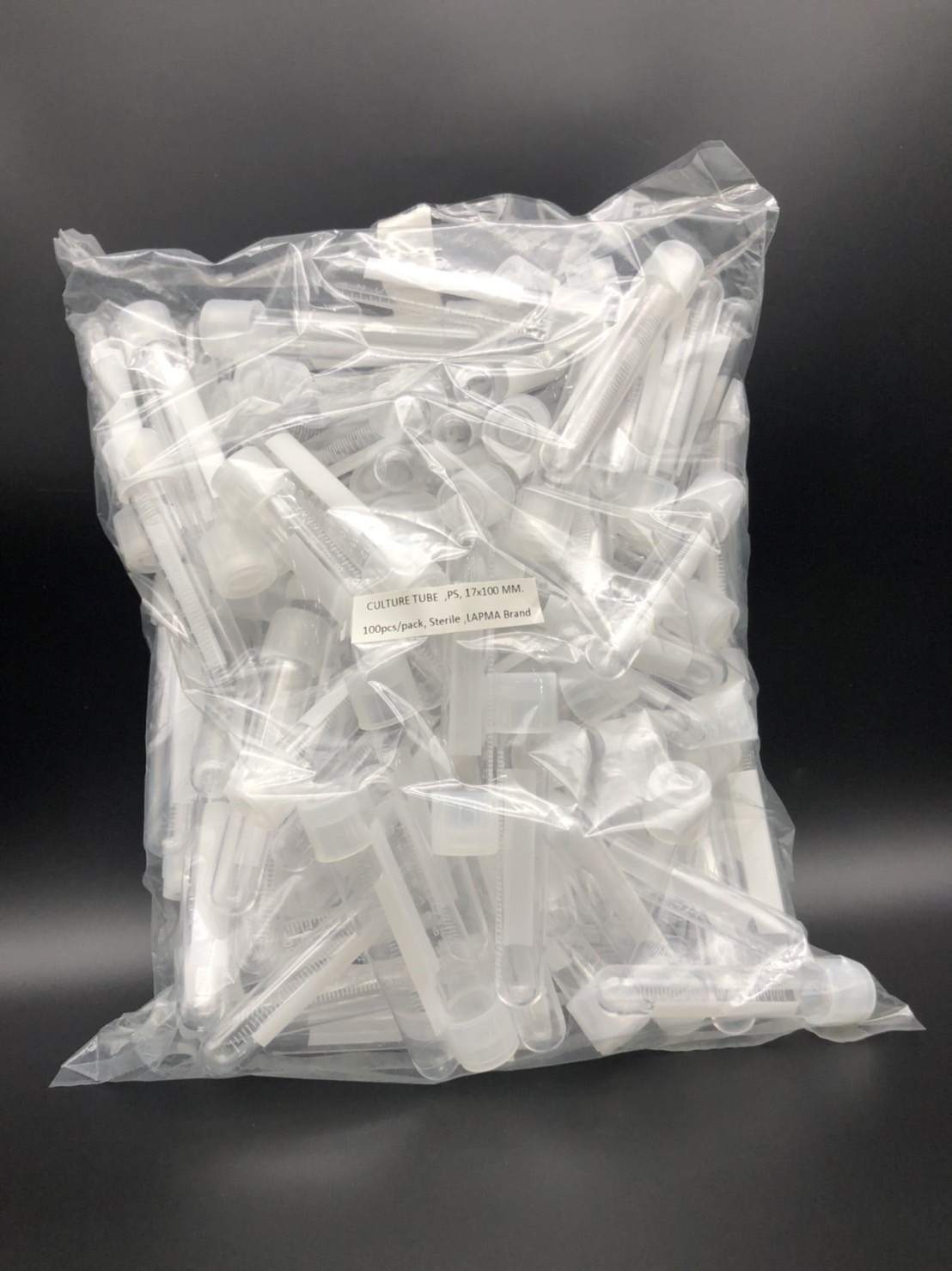 หลอดเลี้ยงเชื้อแบบมีฝาปิด Culture Tube with cap 12x75 mm.,5mL,PS ,Sterile 125ชิ้น/ถุง