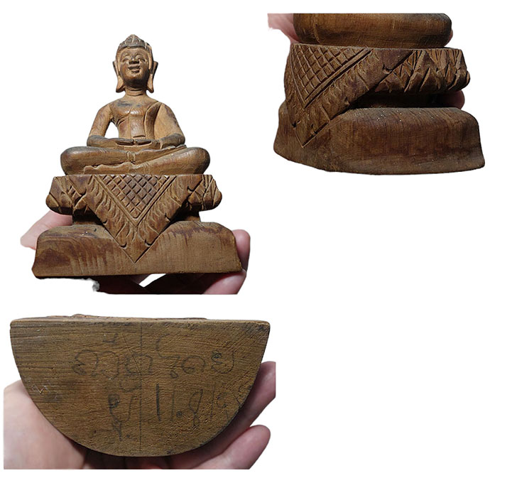 💥SALE!พิเศษ💥พระไม้แกะเก่า ปางสมาธิ ฐานผ้าทิพย์ สูง14cm