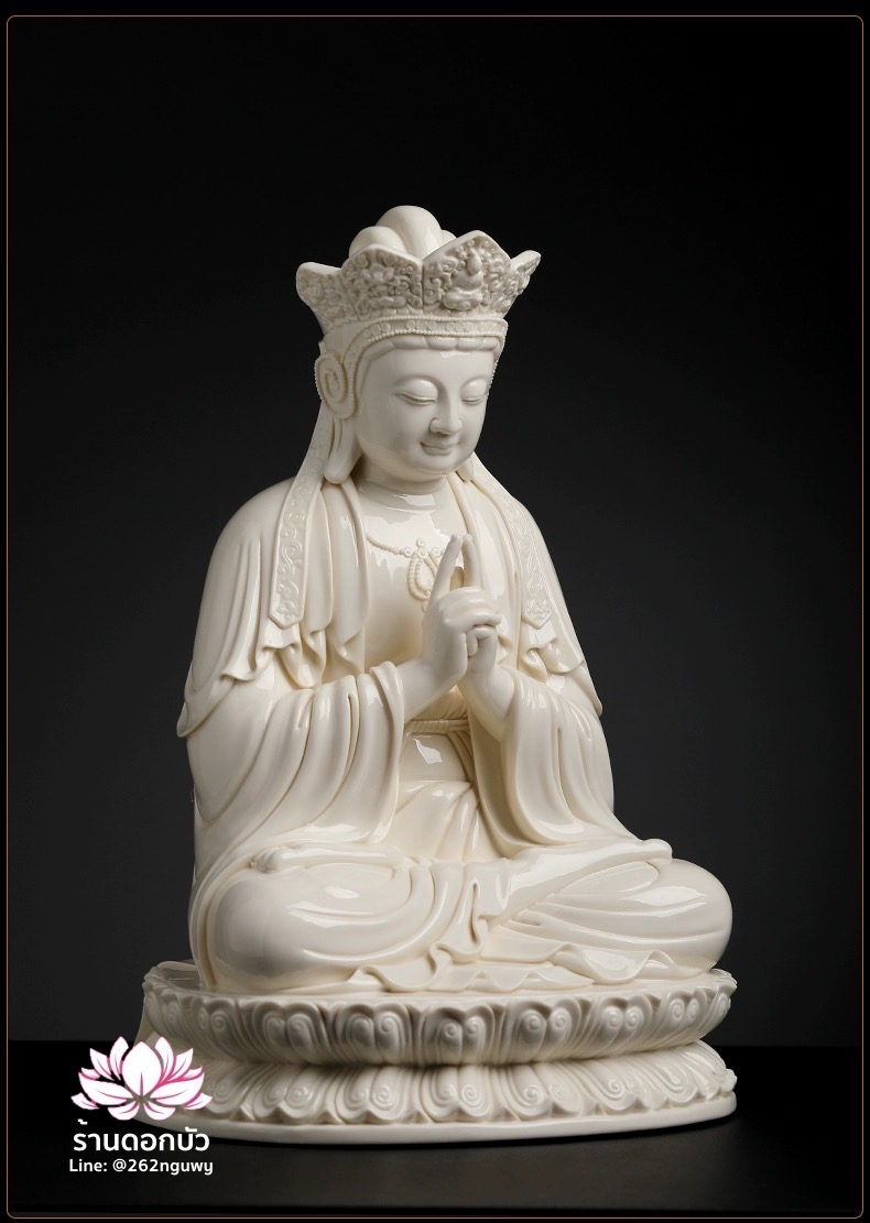 พีลูกวนอิม พระโพธิสัตว์กวนอิมปางสำเร็จธรรม ฝีมือช่างระดับอาจารย์ สีขาวงาช้าง ขนาด 17 นิ้ว