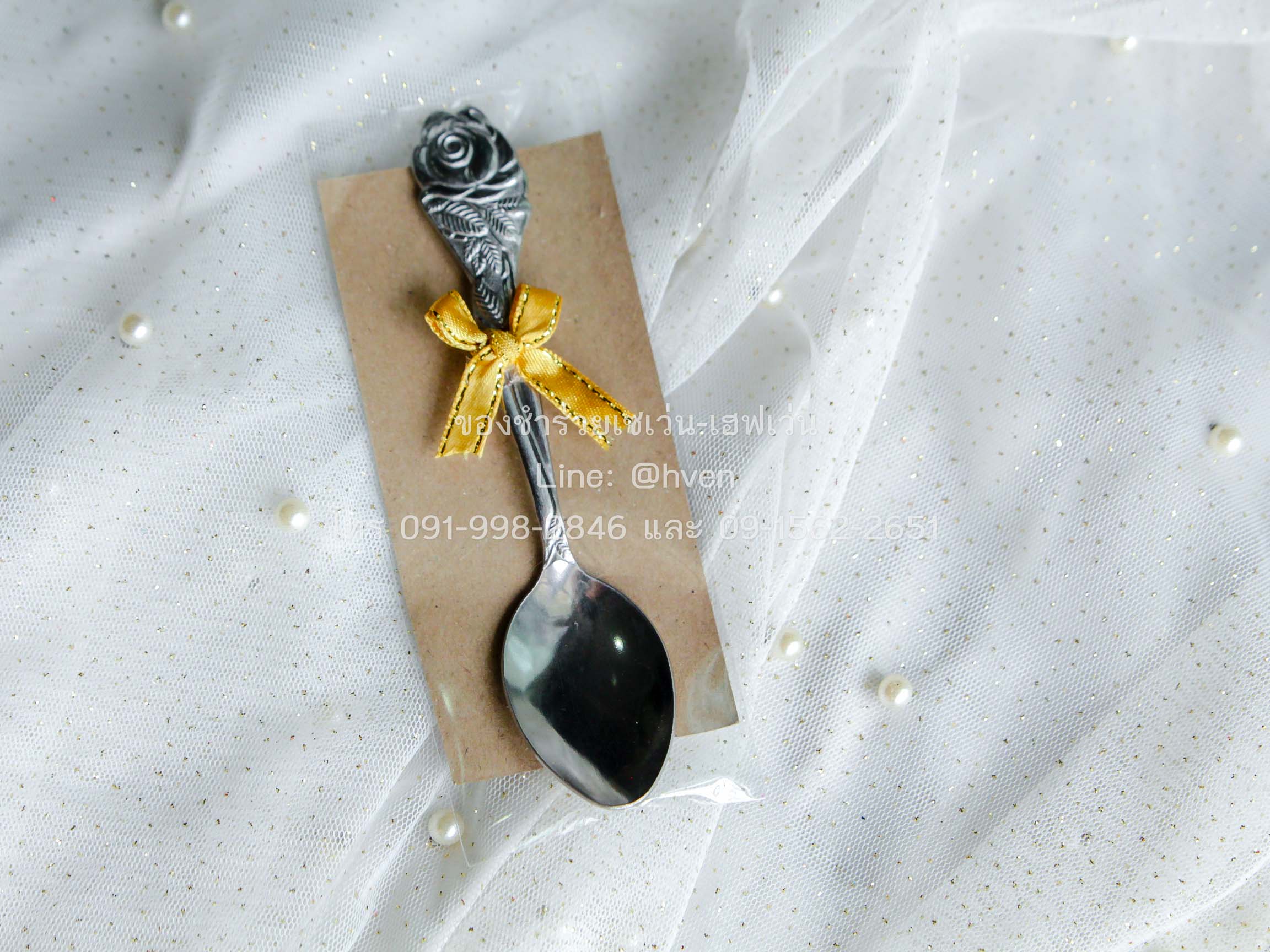 ของชำร่วยงานศพ ช้อนกาแฟ ช้อนขนม รองกระดาษคราฟท์