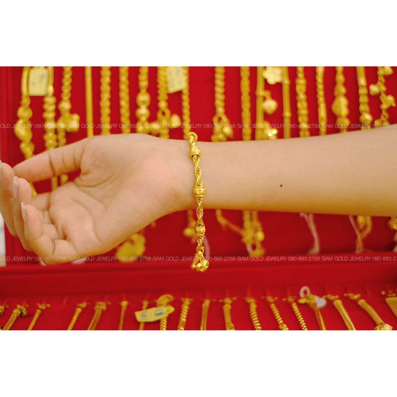 สร้อยข้อมือโอ่งสุโขทัยคั่นเกลียว 1 บาท รหัส 452