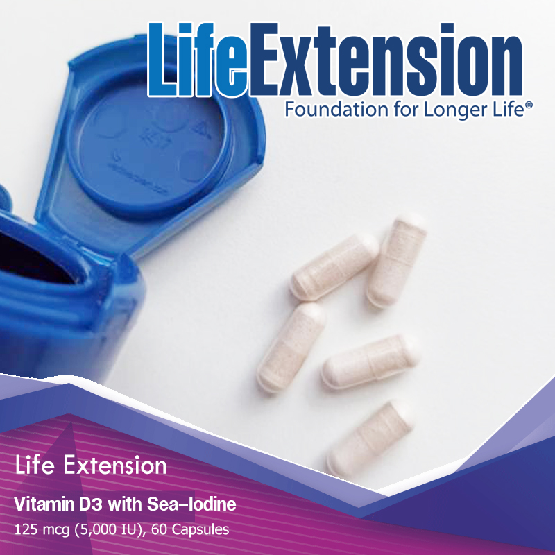 Life Extension, Vitamin D3 with Sea-Iodine, 125 mcg (5,000 IU), 60 Capsules
