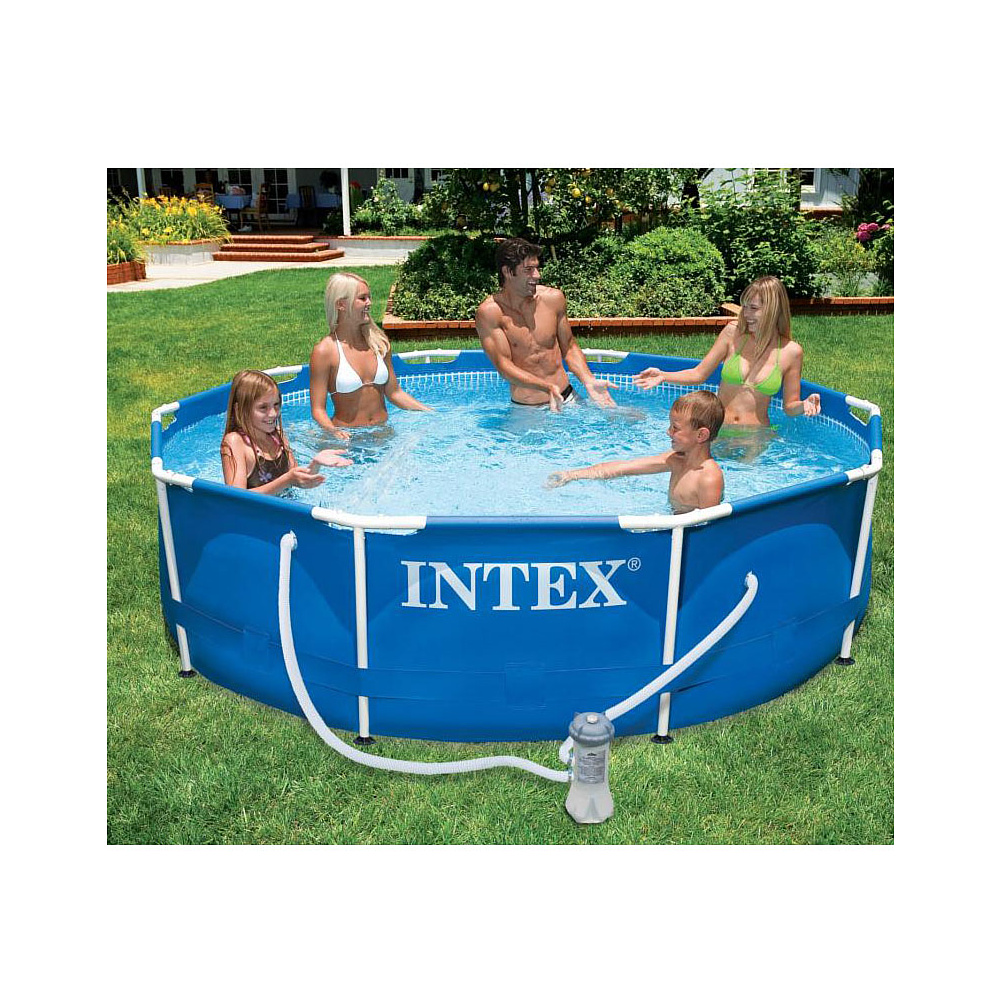 Intex 28200 สระขาตั้งกลม 10 ฟุต รุ่น Metal Frame สีน้ำเงิน