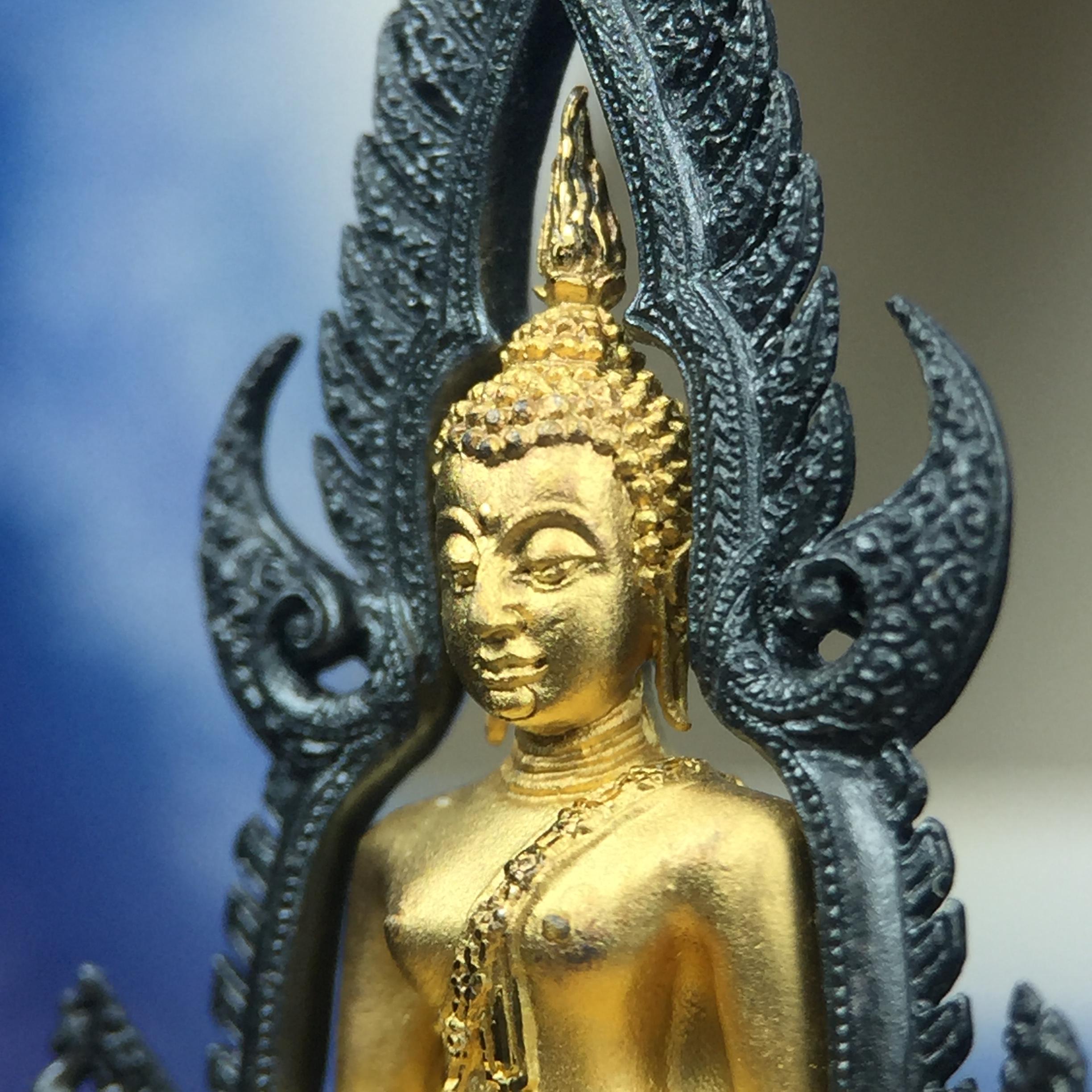 พระพุทธชินราช ภปร. โครงการ เพราะแผ่นดินนี้คือแผ่นดินเกิด เนื้อเงินชุบทองคำซุ้มรมดำ ปี2551 ขนาดหน้าตัก1/2นิ้ว(3.5*2.5 ซม.) (สวยงามหายาก)1ใน 5000 องค์