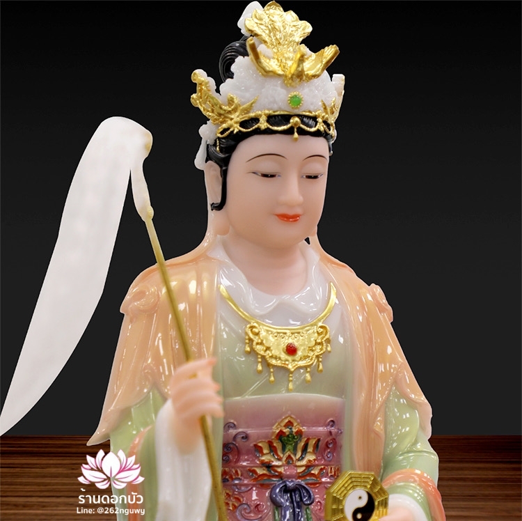 ตี่บ้อเนี่ยเนี้ย ตี่บ้อเหนียวเหนียว พระแม่ธรณีจีน ปางประทับนั่งบัลลังก์ งานหินอ่อนคุณภาพสูง ขนาด 16 นิ้ว