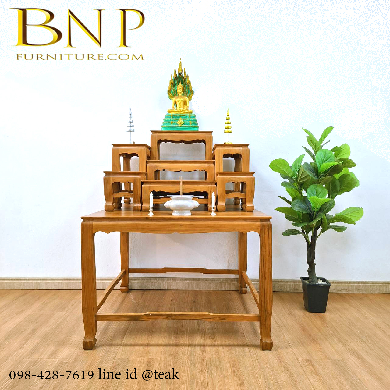 โต๊ะหมู่บูชา 7 หน้า 9 นิ้ว กว้างเเละสูง