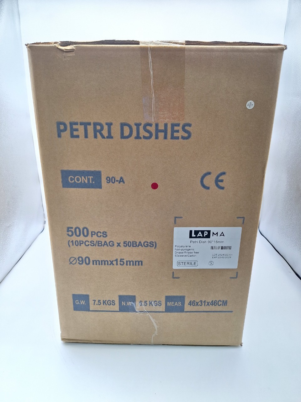 จานเพาะเชื้อ ขนาด 90x15 มม , Petri dish 90x15 mm , พลาสติก LAPMA 500 คู่ต่อลัง (ขายส่ง)