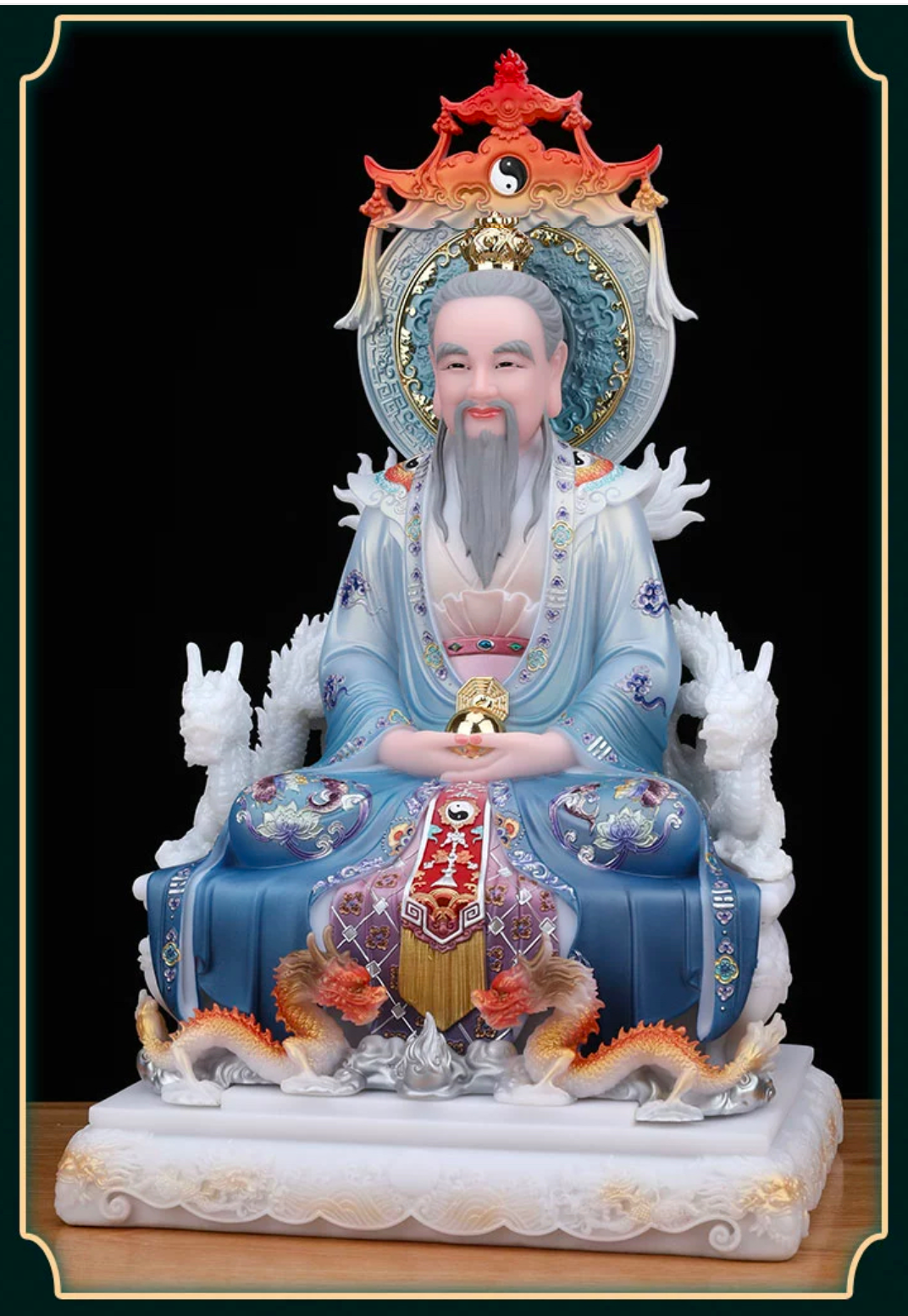 ศาสดาเต๋า ซำเช้งเต๋าจ้อ โตเต็กเทียนจุน หรือไท่ส่องโล้กุ๊น หง่วนซี่เทียนจุน เล็งโป้เทียนจุน งานหินอ่อนคุณภาพสูง ขนาด 12/16/19/26 นิ้ว