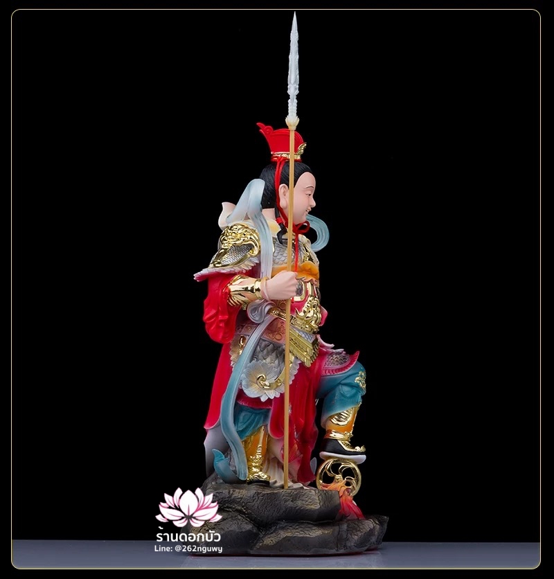เทพเจ้านาจา หลี่โลเฉี้ย จงตั๋นหง่วนโส่ย ปางประทับยืนเหยียบวงล้อ งานเรซิ่นคุณภาพสูง ขนาด 12/16 นิ้ว