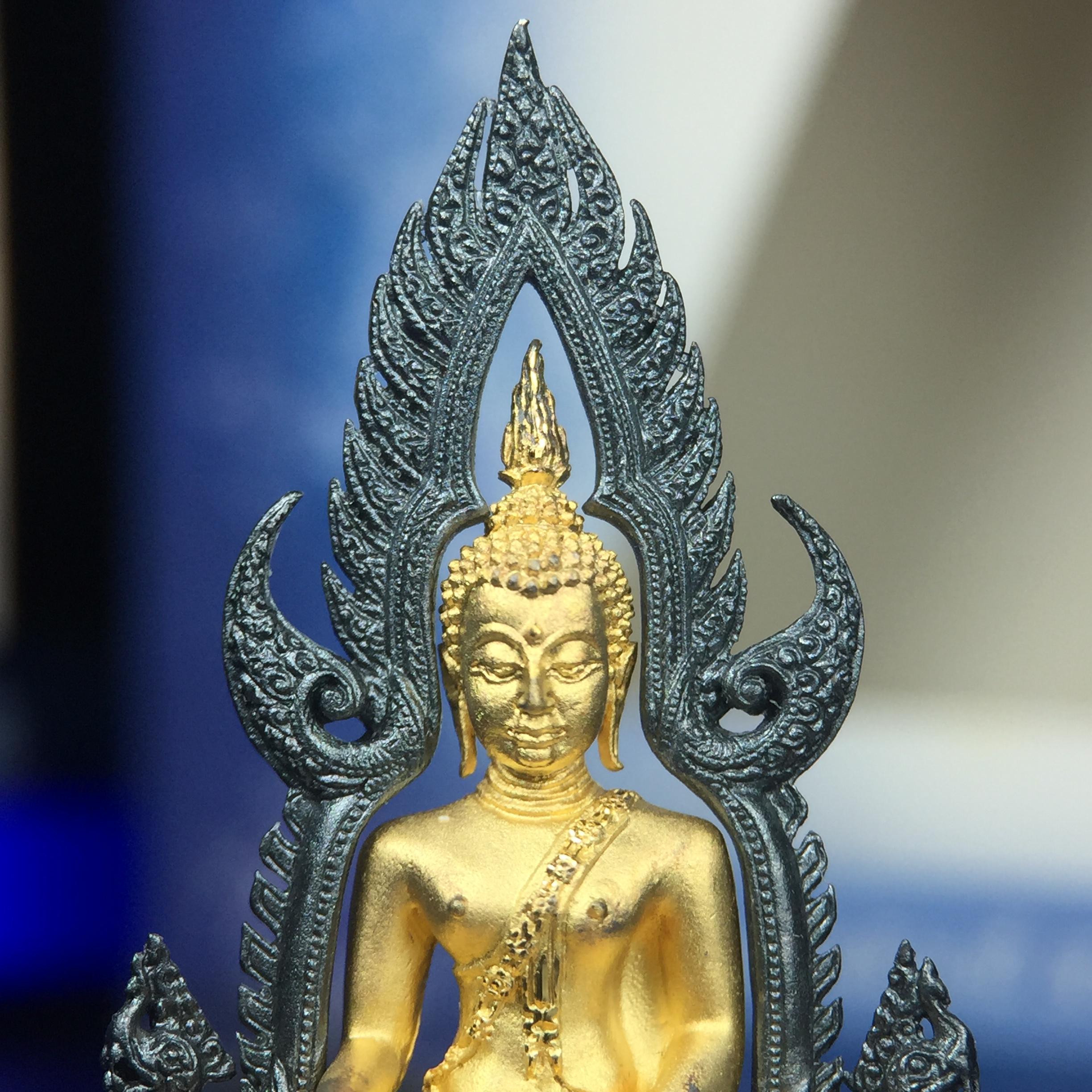 พระพุทธชินราช ภปร. โครงการ เพราะแผ่นดินนี้คือแผ่นดินเกิด เนื้อเงินชุบทองคำซุ้มรมดำ ปี2551 ขนาดหน้าตัก1/2นิ้ว(3.5*2.5 ซม.) (สวยงามหายาก)1ใน 5000 องค์