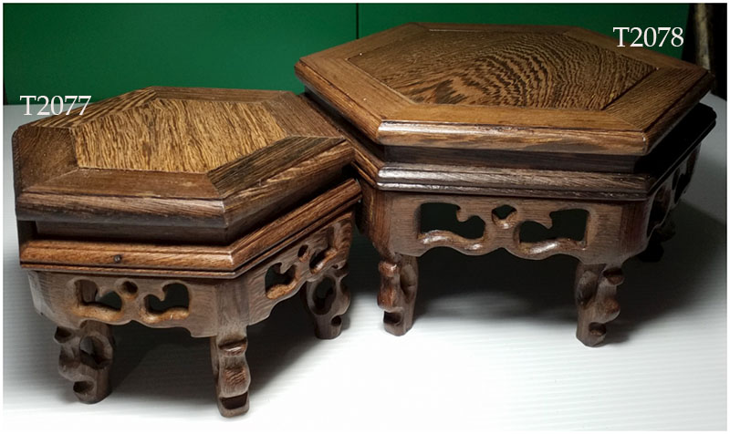 ฐานหรือกี๋ไม้ศิลปะจีน-หกเหลี่ยม 12cm