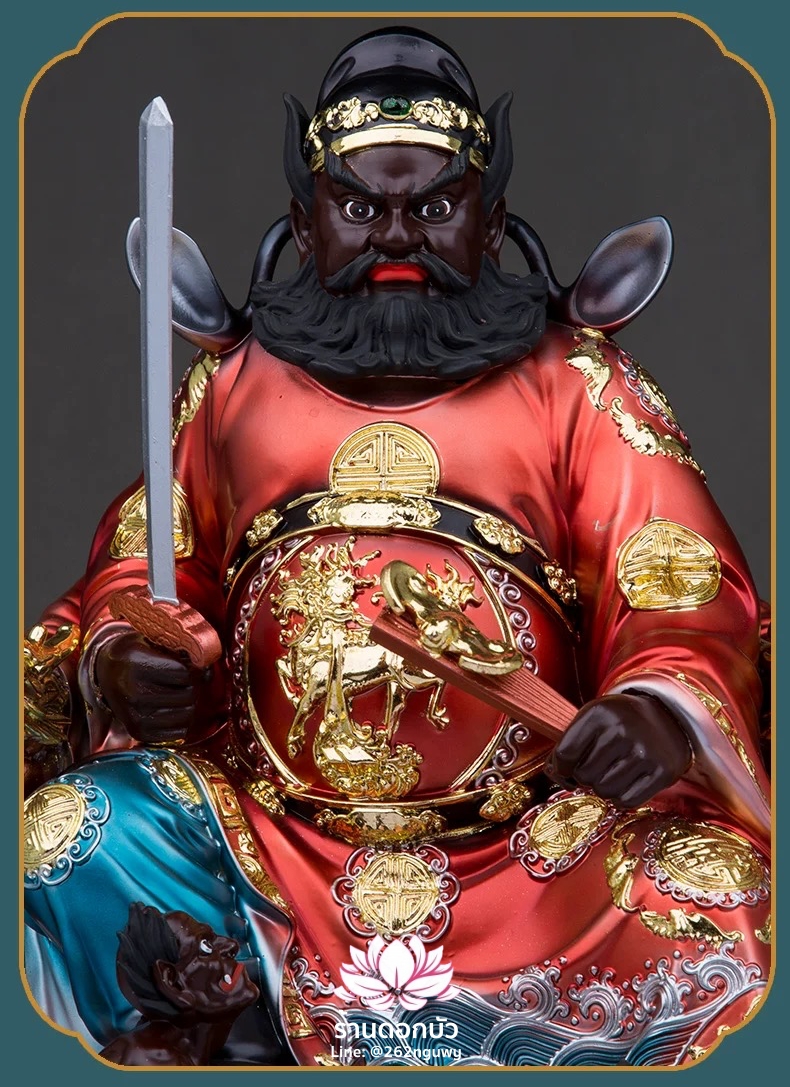 เทพเจ้าจงขุย จงขุยเทียนซือ จงขุยเอี๋ยกง ปางนั่งเหยียบบริวาร งานเรซิ่นพรีเมียม ขนาด 12/16/19/24 นิ้ว