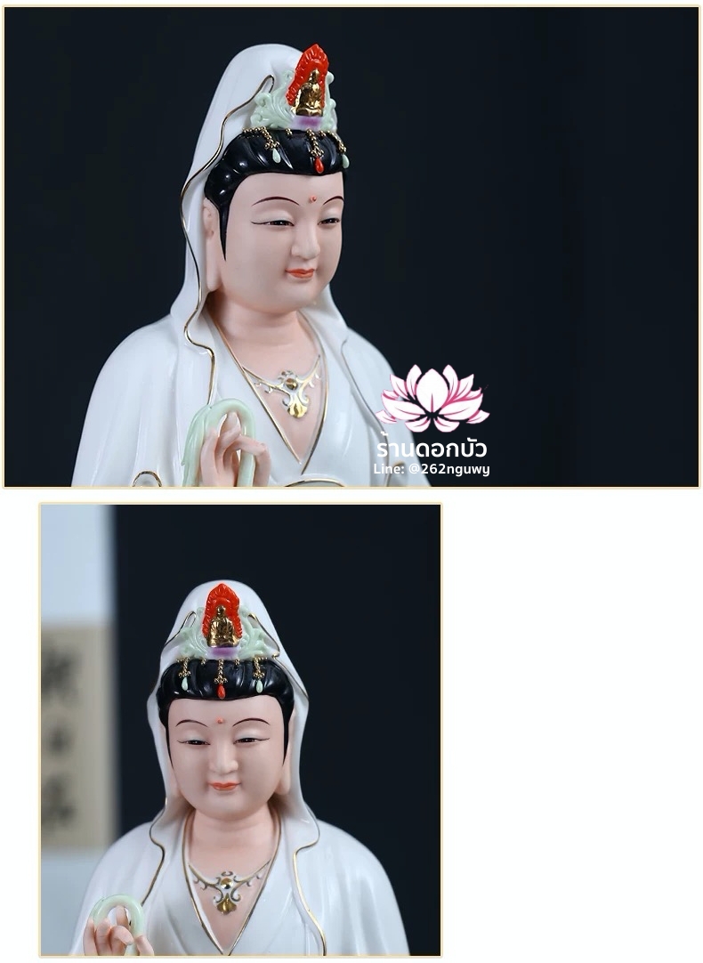 พระพุทธเจ้า (พระยูไล) พระโพธิสัตว์กวนอิม (กวนอิมผ่อสัก) พระกษิติครรภโพธิสัตว์ (ตี่จั่งอ๊วงผ่อสัก) และพระศรีอริยเมตไตรย (หมีเล่อฝอ) ขนาด 16 นิ้ว