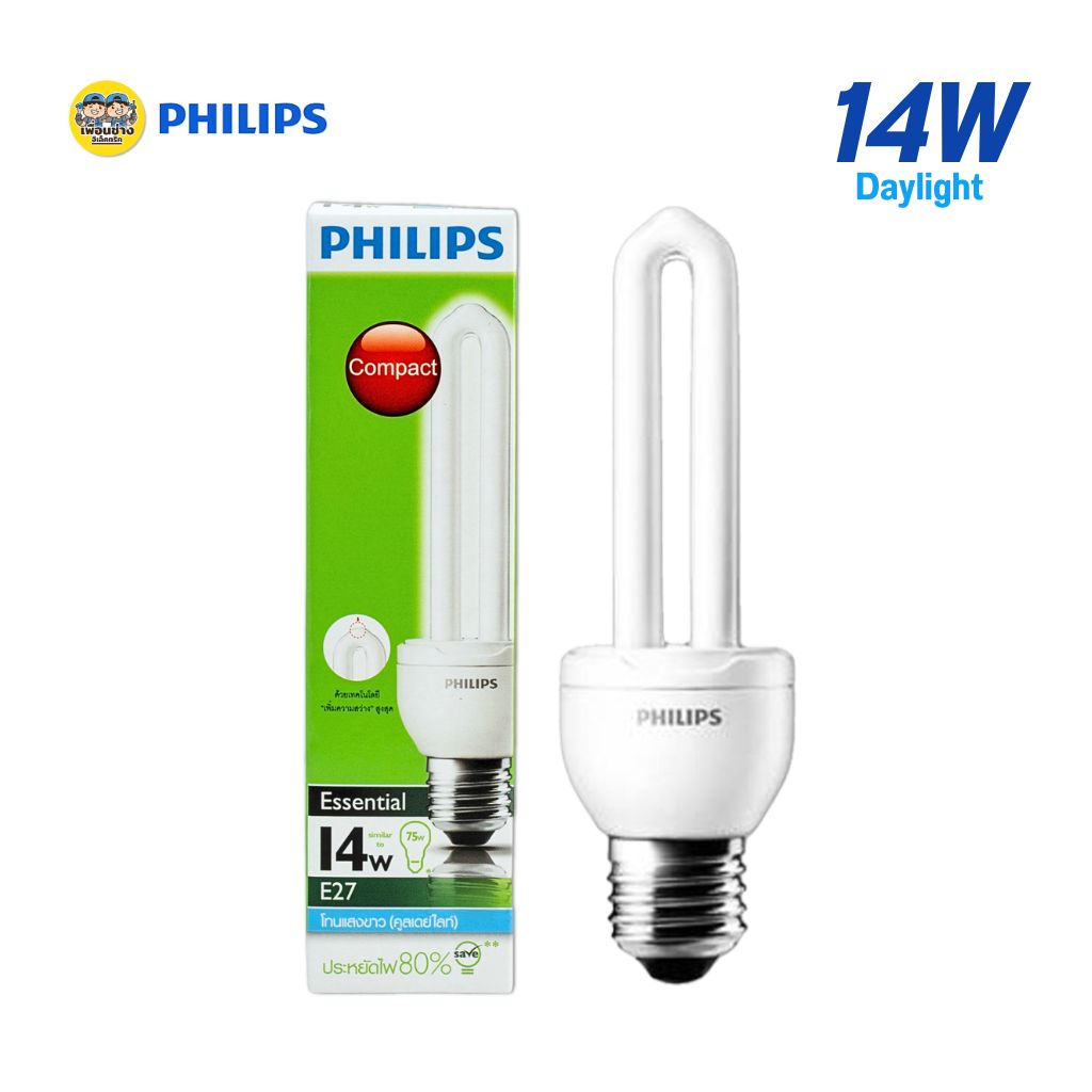 PHILIPS หลอดตะเกียบ ประหยัดไฟ ทอร์นาโด หลอดไฟ E27 ขั้วเกลียว 11w 14w 18w 23w 24w Daylight Warmwhite ฟิลิปส์