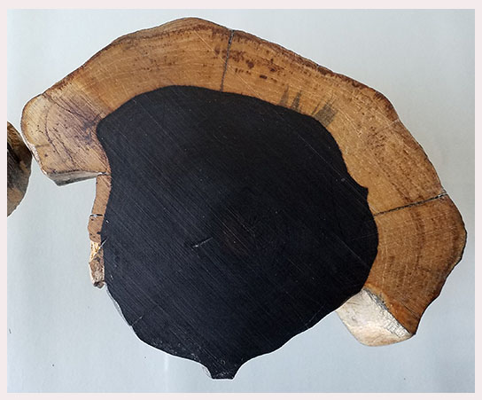 ฐานไม้มะเกลือ(African Ebony) หนา 3cm แบบที่1ตัดเว้า (ตัวอย่าง)