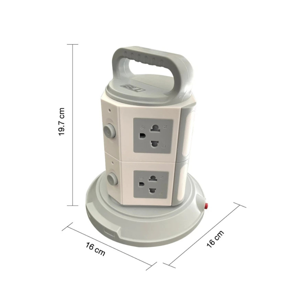 BLL ปลั๊กพ่วง รุ่น B82 แบบ Tower 2ชั้น 2300W 7ช่องเสียบ 2xUSB-A / 1xUSB-C รับประกัน 3 ปี ปลั๊กไฟ