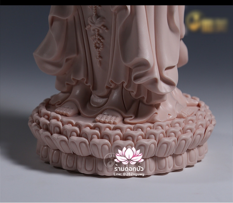 พระโพธิสัตว์กวนอิม 3 พระพักตร์ พระแม่กวนอิม 3 ปาง เนื้อชมพู ขนาด 15 นิ้ว