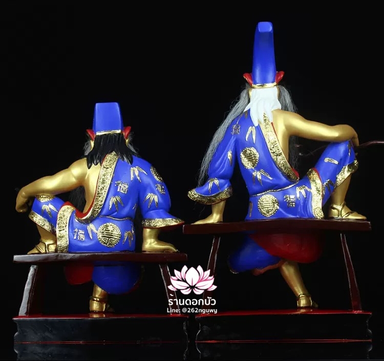 ชิดเอี๋ยโป๊ยเอี๋ย ตั่วแปะหยี่แปะ ยมฑูตขาวดำ ปางนั่งชันเข่า งานเรซิ่น ขนาด 10/12/16 นิ้ว