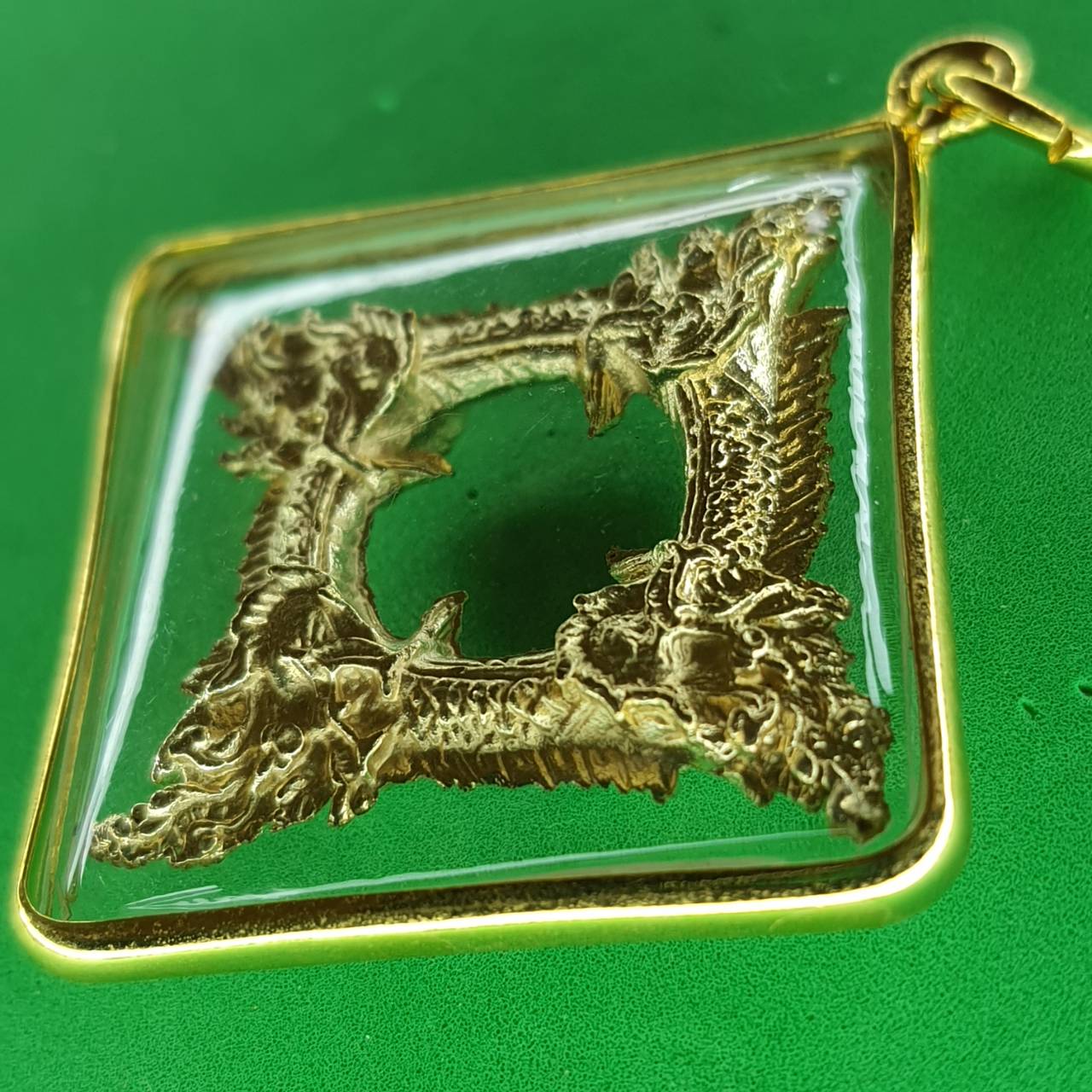 ของป้องกัน บ่วงบาศพญานาค 4เศียร สีทอง กรอบไมคอน บ่วงบาศนาคราช บ่วงบาศก์พญานาค บ่วงบาศพญานาค