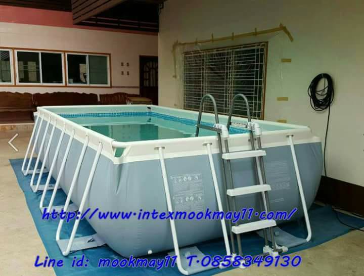 สระน้ำสำเร็จรูป สระน้ำขนาดใหญ่ Intex Prism Frame Pool สระน้ำรุ่นใหม่ ขนาด 16 ฟุต ระบบกรองเกลือ-ทราย