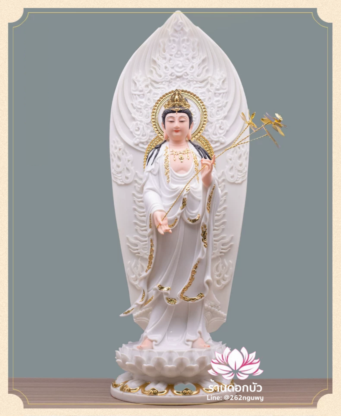 พระพุทธเจ้า (พระยูไล) พระโพธิสัตว์กวนอิม (กวนอิมผ่อสัก) พระมหาสถามปราปต์โพธิสัตว์ (ไต่ซีจี่ผ่อสัก) ขนาด 12/16/19/26/36 นิ้ว